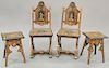 Four piece lot to include a pair of inlaid chairs and small tables. ht. 18 in., top: 12 3/4" x 12 3/4" Provenance: From an estate in...