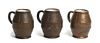 Three Clewell Canton O. Pottery Mugs, Height 4 1/2 inches.