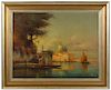 Joseph Antoine Bouvard Painting of Venice O/C
