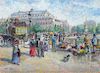 Hughes Claude Pissarro 'Market Day' Pastel