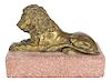 19th Ct. Bronze Lion on Porphyry Base