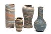 Four Niloak Pottery Vases, Height of tallest 8 1/4 inches.