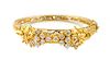 14Kt. Gold & Diamond Ornate Bangle Bracelet