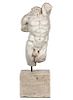 19/20th C. Marble Male Torso on Stone Base