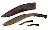 Kukri Knife Carved Wooden Handle & Leather Sheath