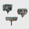 Set of Three Victorian Style Painted and Beaded Brackets 