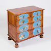 Dutch Rococo Style Walnut and Blue Lacquer Chest of Drawers