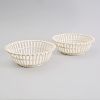 Pair of Royal Vienna Creamware Ribbon Baskets