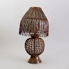Modern Wicker and Reed Woven Lamp and Shade