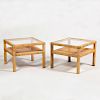 Pair of Modern Wicker and Glass End Tables