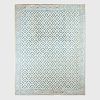 Modern Blue and White Floral Geometric Silk Carpet