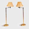Pair of Brass Retractable Floor Lamps