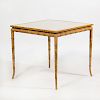 Modern Painted Faux Bamboo and Caned Card Table