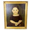Framed American School Oil on Canvas Portrait of a Child