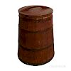 Large Red-painted Pine Stave-constructed Bin