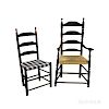 Two Turned and Black-painted Ladder-back Chairs