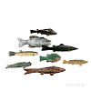 Eight Painted Wood Ice Fishing Decoys