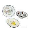 Staffordshire Polychrome Decorated Creamware Ceramic Charger, Platter, and Bowl