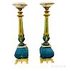 Pair of Polychrome Painted and Carved Candlestick Pedestals