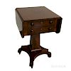 Empire Mahogany Two-drawer Drop-leaf Worktable