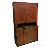 Country Red-painted Pine Cupboard