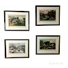 Four Framed Currier & Ives Four Seasons Lithographs