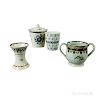 Four Staffordshire Polychrome Decorated Pearlware Vessels