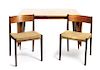 A Poul Cadovius Cado Teak Dining Suite, Height of table 28 x width 47 x depth 31 1/2 inches.