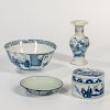 Four Blue and White Porcelain Items