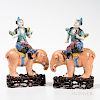 Pair of Famille Rose Export Porcelain Figurines