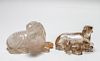 Chinese Carved Rock Quartz Crystal Goats & Lion 2