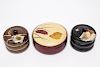 Japanese Vintage Round Lacquer Boxes, Group of 3