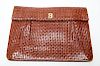 Fendi Brown Woven Leather Clutch Vintage