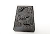 Chinese Black Stone Ink Box w Relief Carved Dragon