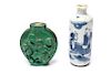 Chinese Qing Porcelain & Malachite Snuff Bottles 2