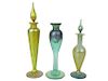 (3) Collection of Three Art Glass Perfume Bottles.