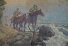 Large Antique Russian Oil Painting. "Look Out"