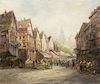 Paul Denarie, (French, 1859-1942), Market Scene, Strasbourg