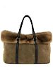 Prada Distressed Leather Mink Fur Shopping Tote Bag 