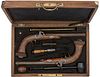 Cased Pair of Deluxe Percussion Pistols with Accessories 