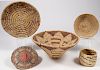 FIVE SOUTHWEST WOVEN BASKETRY ITEMS