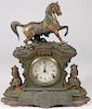 EQUESTRIAN AND INDIAN THEMED MANTEL CLOCK, 19TH C