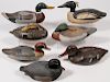 A GROUP OF SEVEN CARVED WOOD DUCK DECOYS