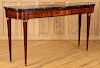 FRENCH ROSEWOOD MAHOGANY MARBLE TOP CONSOLE TABLE