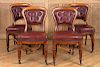 SET 4 19TH C. ENGLISH OAK AND LEATHER SIDE CHAIRS