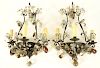 PAIR FRENCH IRON CRYSTAL WALL SCONCES C.1930
