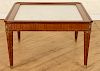 FRENCH MAHOGANY MARBLE TOP JANSEN COFFEE TABLE