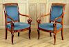 PAIR OF RESTORATION STYLE OPEN ARM CHAIRS C. 1880