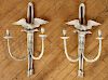 PAIR PAINTED WOOD FEDERAL STYLE 2-ARM SCONCES