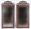 PAIR OF MIRRORS IRON FRAMES SCROLL FORM CREST